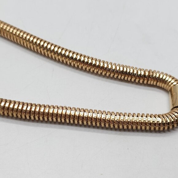 Gold Tone Snake Chain Necklace With Faux Pearl & Tassel Pendant Adjustable - Picture 4 of 6